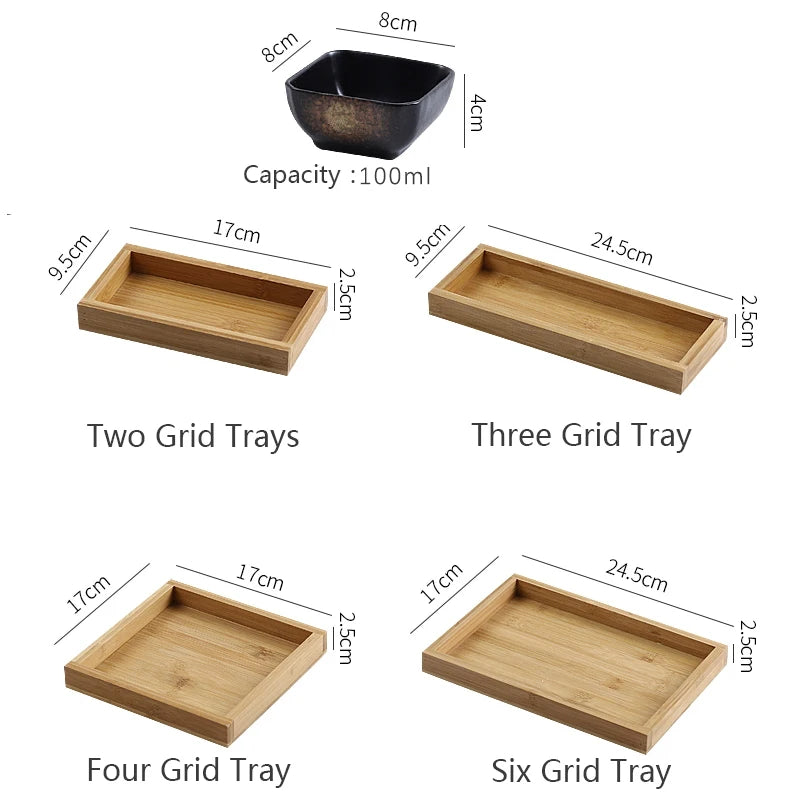 Creative Ceramic Grid Fruit Snack Plates Set For Food Japanese INS Tableware With Tray Serving Dishes Home Fruit Bowl Snack Tray