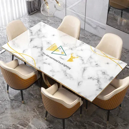 New Arrive Geometric Marble Elk PVC Waterproof Table Cloth Oil Table Cover Glass Soft Cloth Dining Table Mat Home Protection
