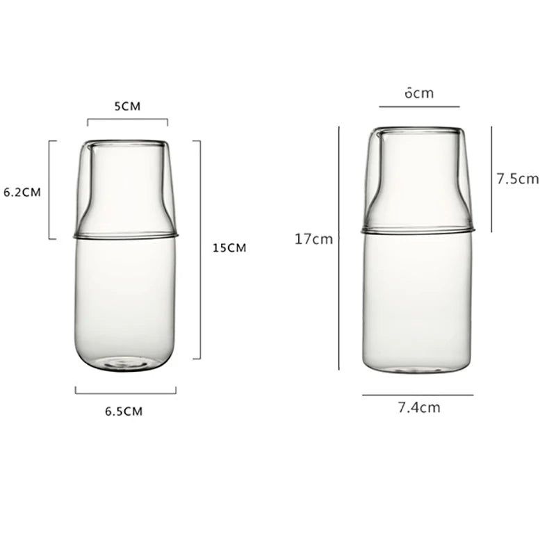 400/550ml Bedside Cold Kettle Glass Cup Set Heat-resistant Water Jug Milk Juice Cup Bedroom Nightstand Glass Mouthwash Bottle