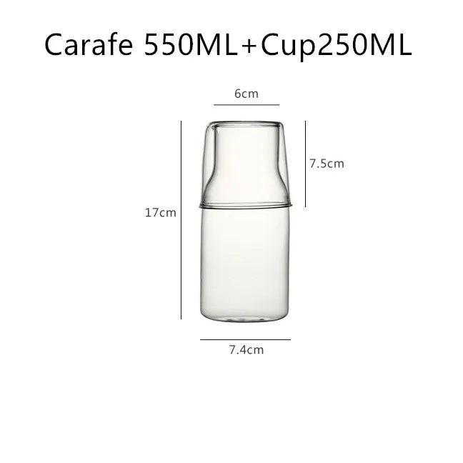 400/550ml Bedside Cold Kettle Glass Cup Set Heat-resistant Water Jug Milk Juice Cup Bedroom Nightstand Glass Mouthwash Bottle
