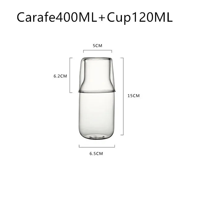 400/550ml Bedside Cold Kettle Glass Cup Set Heat-resistant Water Jug Milk Juice Cup Bedroom Nightstand Glass Mouthwash Bottle
