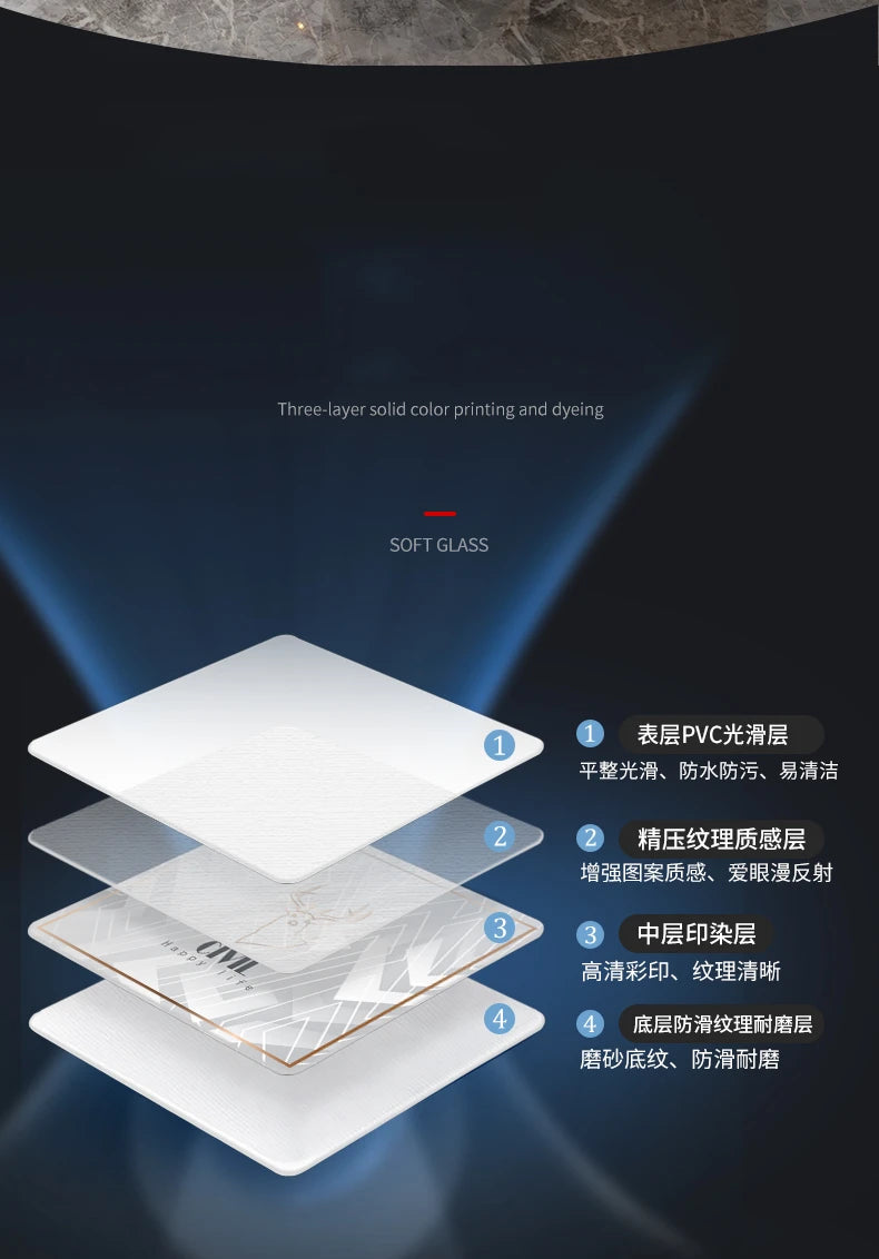 New Arrive Geometric Marble Elk PVC Waterproof Table Cloth Oil Table Cover Glass Soft Cloth Dining Table Mat Home Protection