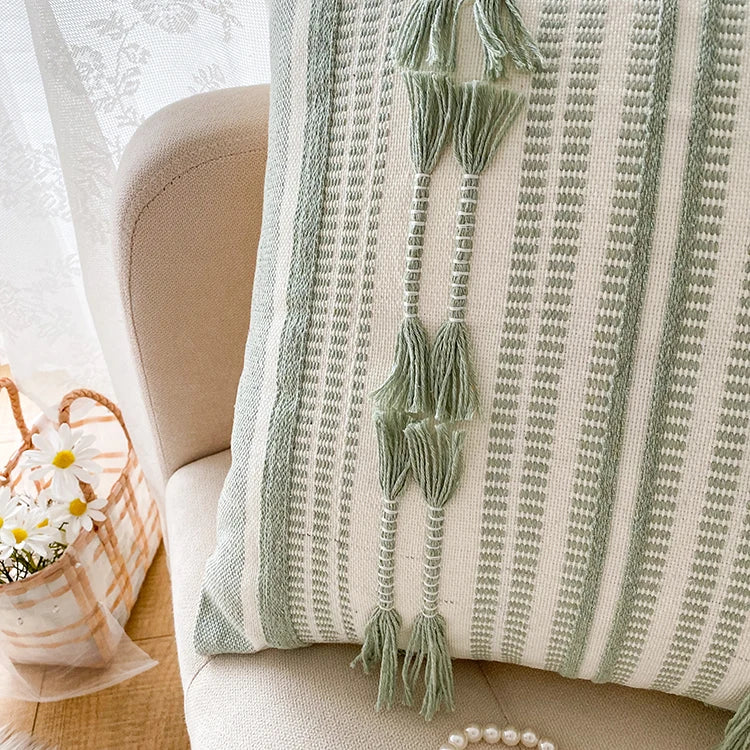 Home Decor Cushion Cover Throw Pillow Cover Yellow Grey Coffee Pink Boho Style Tassels for Living Room Bed Room 45x45cm/30x50cm