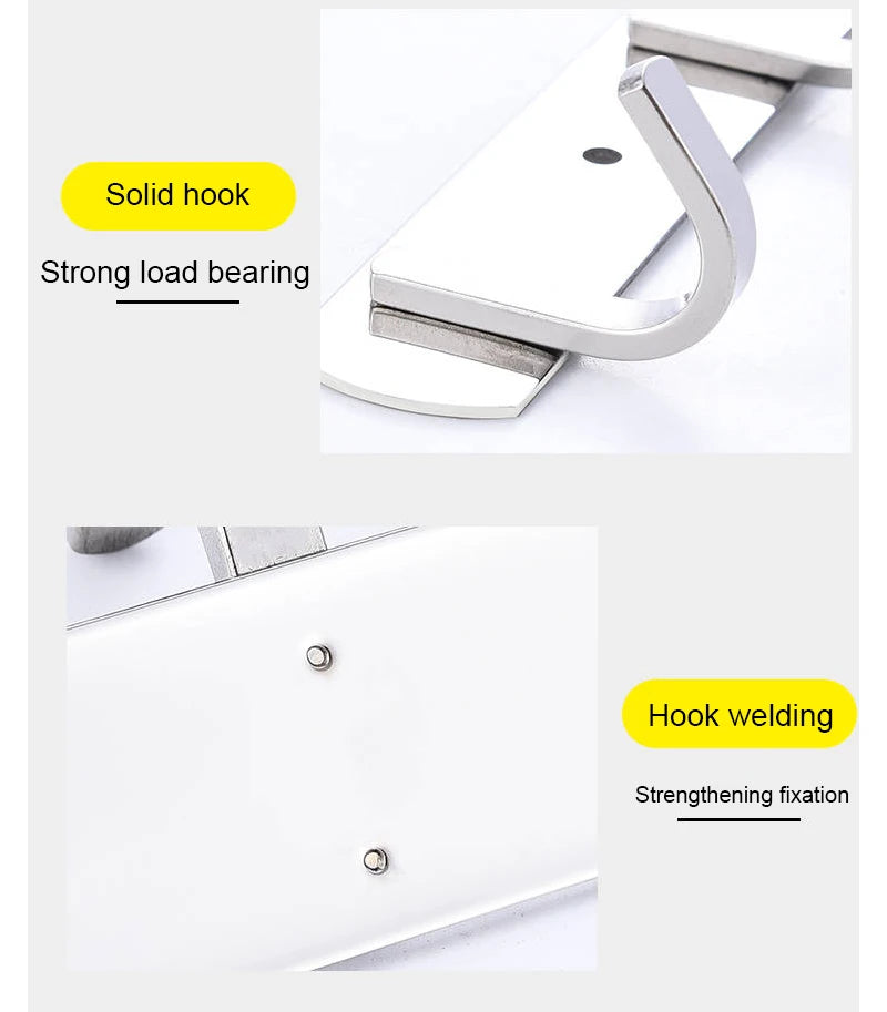 304 Stainless Steel Hook Punch-free Hooks Bathroom Towel Hook Strong Seamless Kitchen Hooks Metal Storage Rack Organizer WB 083