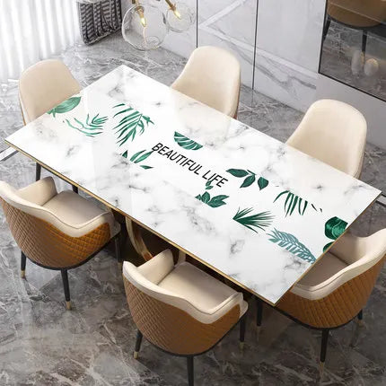 New Arrive Geometric Marble Elk PVC Waterproof Table Cloth Oil Table Cover Glass Soft Cloth Dining Table Mat Home Protection