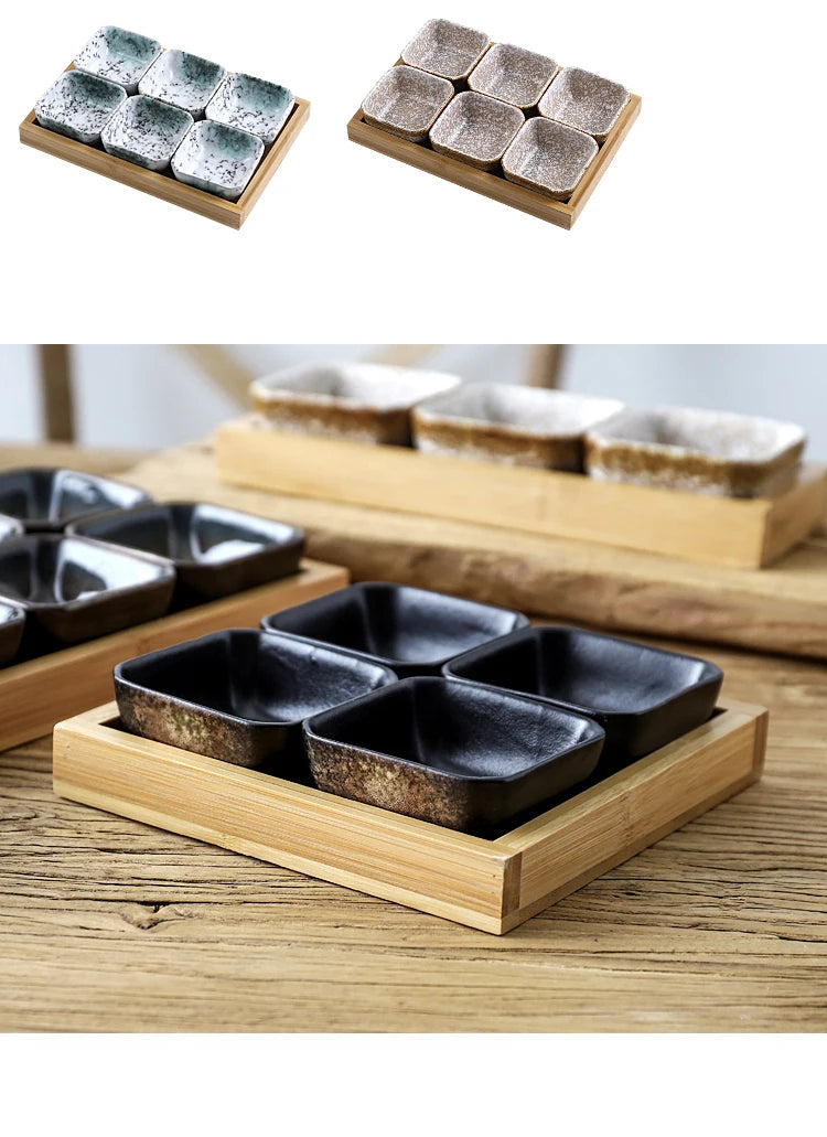 Creative Ceramic Grid Fruit Snack Plates Set For Food Japanese INS Tableware With Tray Serving Dishes Home Fruit Bowl Snack Tray