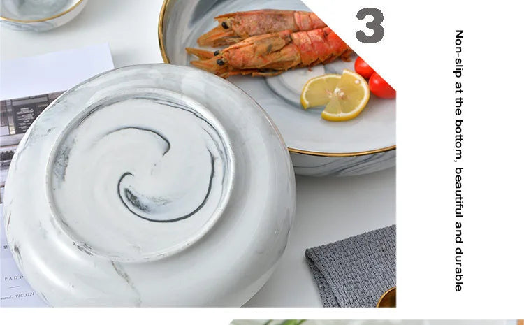 6 People eat marble ceramic dinner dishes and plates sets dinnerware sets tableware посуда набор посуды на 6 персон посуда