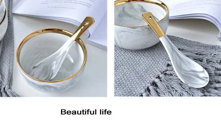 6 People eat marble ceramic dinner dishes and plates sets dinnerware sets tableware посуда набор посуды на 6 персон посуда