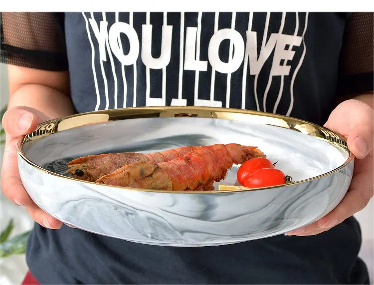 6 People eat marble ceramic dinner dishes and plates sets dinnerware sets tableware посуда набор посуды на 6 персон посуда
