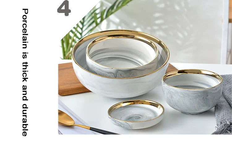 6 People eat marble ceramic dinner dishes and plates sets dinnerware sets tableware посуда набор посуды на 6 персон посуда