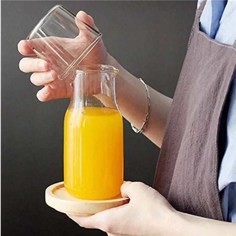 400/550ml Bedside Cold Kettle Glass Cup Set Heat-resistant Water Jug Milk Juice Cup Bedroom Nightstand Glass Mouthwash Bottle