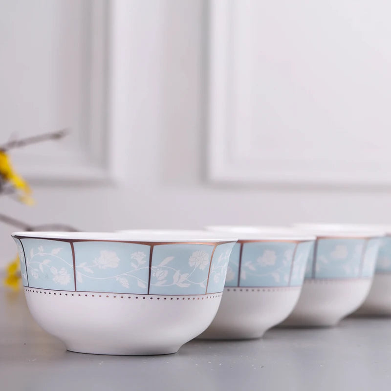 10pcs/set Chinese Dining Room Ceramic Tableware 4.5*inch Deep Jingdezhen Bone China Porcelain Dinnerware Rice bowl ceramic bowl