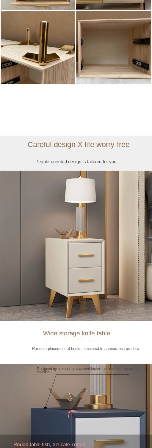 Bedside Table Modern Minimalist Ultra-narrow Light Luxury Simple Free Installation Bedroom Mini Furniture Small Shelf Cabinet