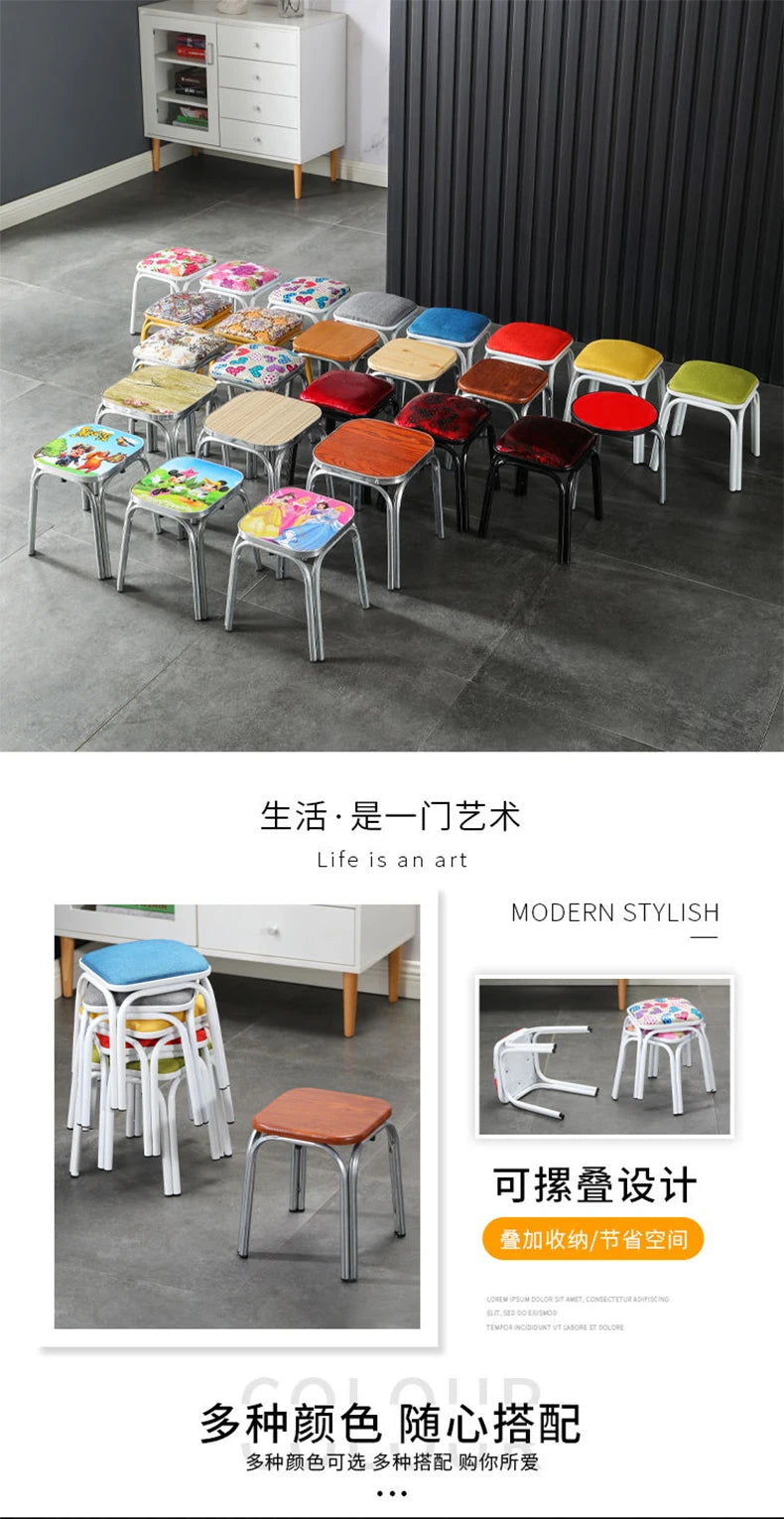 Modern Household Padded Stool Living Room Round Bench Coffee Table Step Stools Student Dormitory Solid Color Small Low Chairs