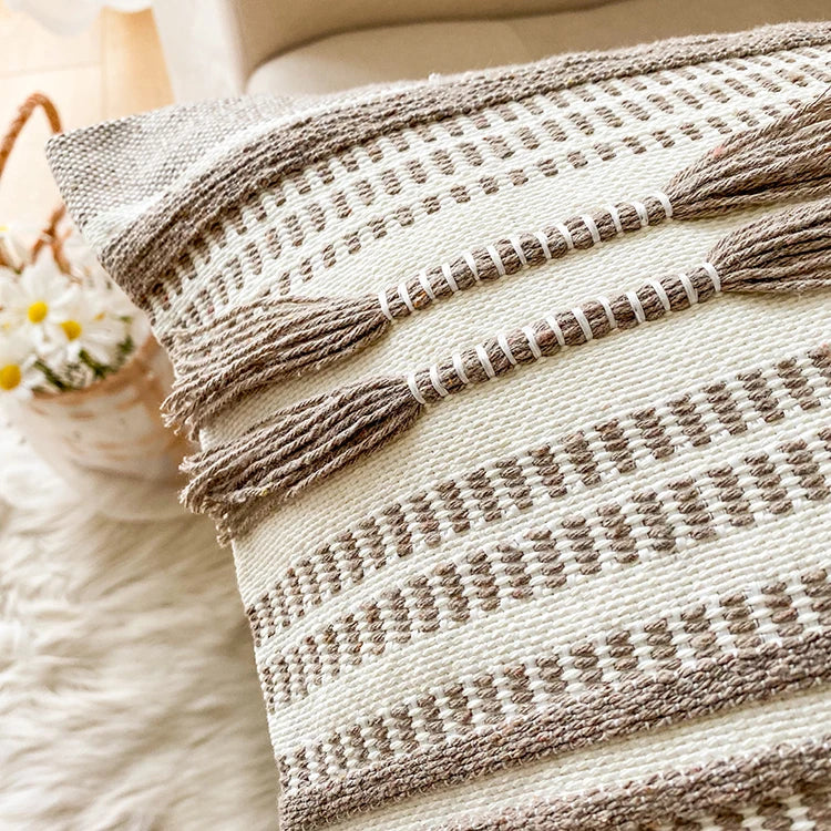 Home Decor Cushion Cover Throw Pillow Cover Yellow Grey Coffee Pink Boho Style Tassels for Living Room Bed Room 45x45cm/30x50cm