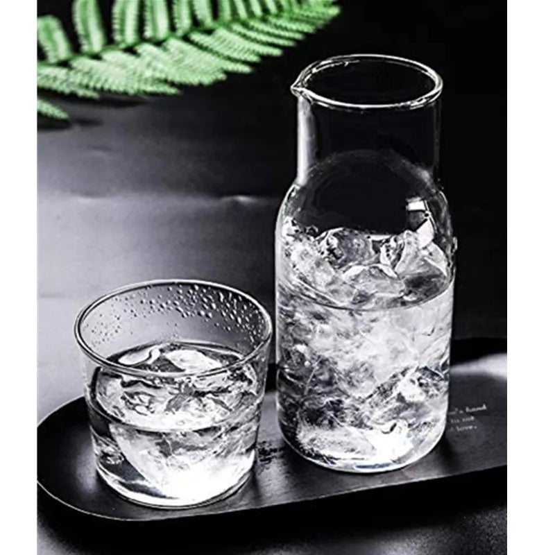 400/550ml Bedside Cold Kettle Glass Cup Set Heat-resistant Water Jug Milk Juice Cup Bedroom Nightstand Glass Mouthwash Bottle