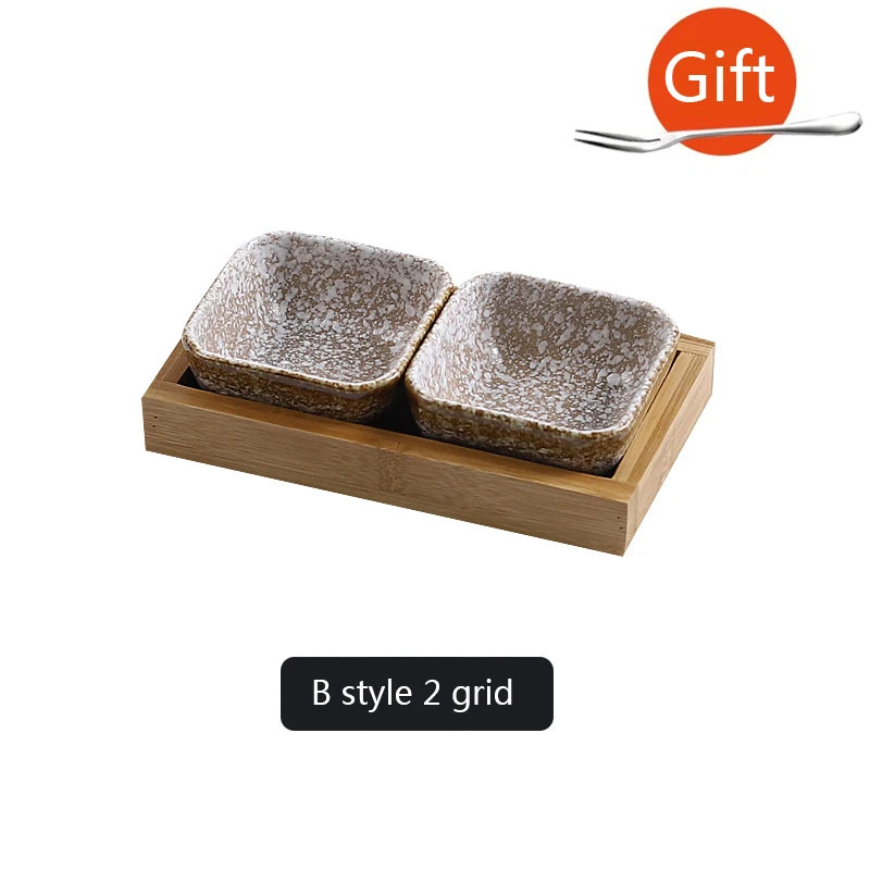 Creative Ceramic Grid Fruit Snack Plates Set For Food Japanese INS Tableware With Tray Serving Dishes Home Fruit Bowl Snack Tray