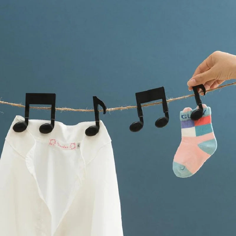 Single Double Music Notes Sock Clips Bag Clamp Cloth Dry Storage Hanger Lingerie Hooks Hat Underwear HK-40