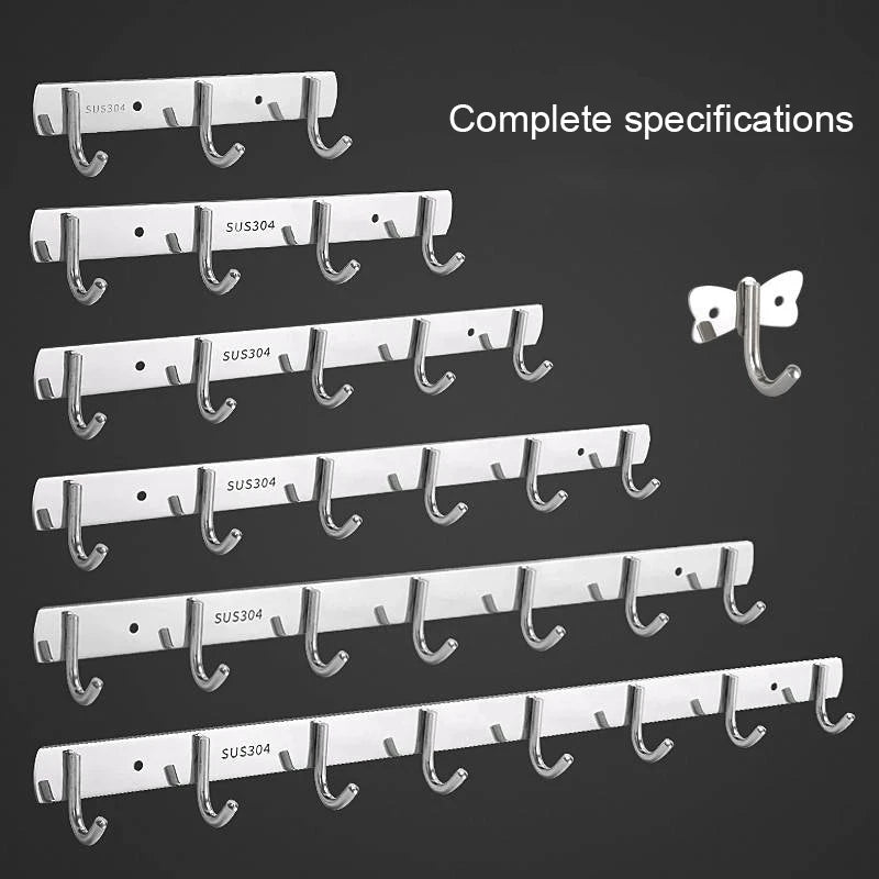 304 Stainless Steel Hook Punch-free Hooks Bathroom Towel Hook Strong Seamless Kitchen Hooks Metal Storage Rack Organizer WB 083