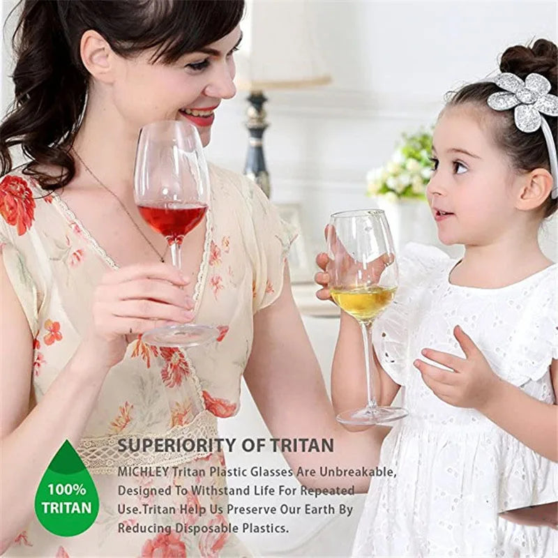 2Pcs Tritan Plastic Red Wine Glass Unbreakable Wine Goblet Cocktail Glass For Home Wedding Party Travel Picnic Juice Wine Cups