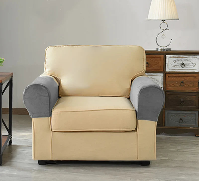 1 Pair Sofa Armrest Covers Velvet Elastic Chair Arm Covers Armrest Protectors for Living Room Included 10 pins to keep covers