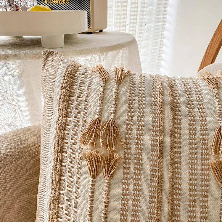 Home Decor Cushion Cover Throw Pillow Cover Yellow Grey Coffee Pink Boho Style Tassels for Living Room Bed Room 45x45cm/30x50cm