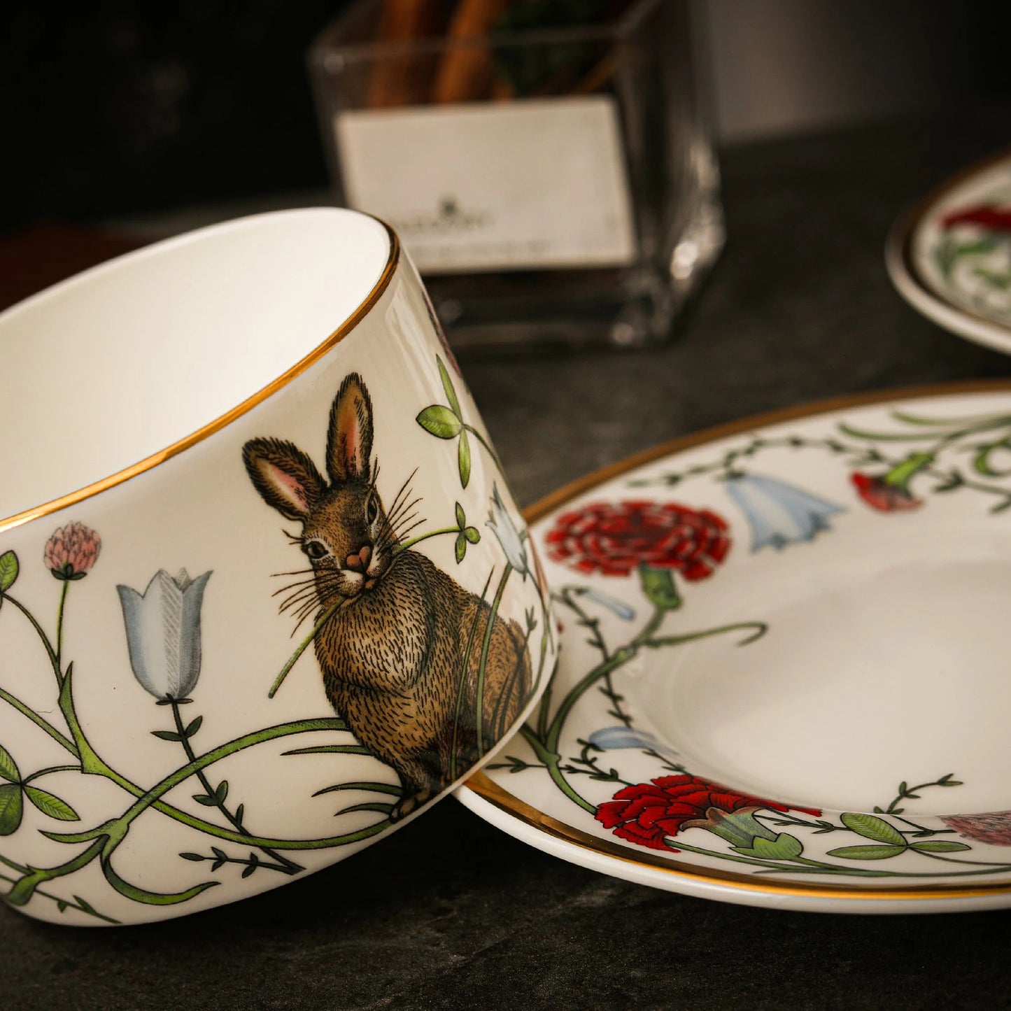 Russian Royal Porcelain Lomonosov Cartoon Rabbit Gold Plated Bone China Coffee Cup and Saucer Gift Box Gift Coffee Cup Set