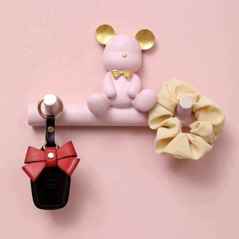 Cartoon Bear Hook Porch Key Hook Clothes Rack Wall Coat Keychain Bathroom Accessories Holder Hook Hat Clothes Display Stands