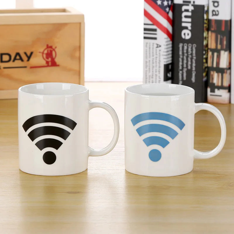 Creative Battery Magic Mug Positive Energy Color Changing Cup Ceramic Discoloration Coffee Tea Milk Mugs Novelty Gifts 12 style