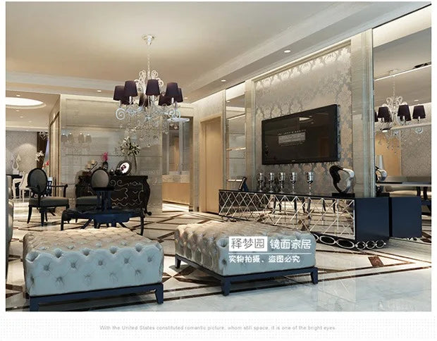 Creative fashion mirror TV cabinet Glass TV cabinet simple neo-classical post-modern mirror furniture