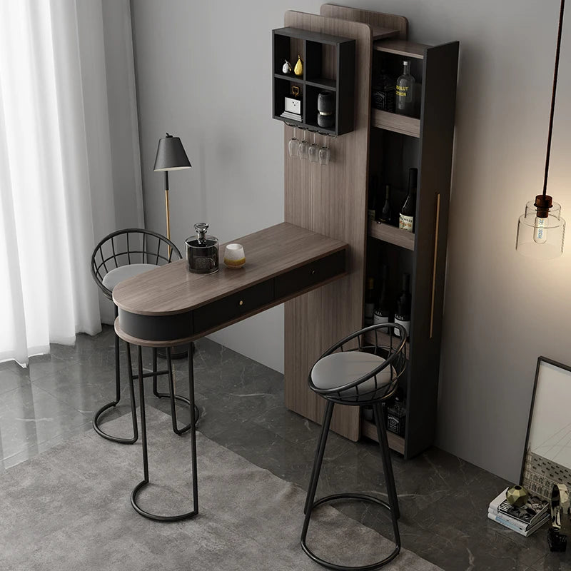 Pqf Retractable Bar Table against the Wall Family Living Room Partition Integrated