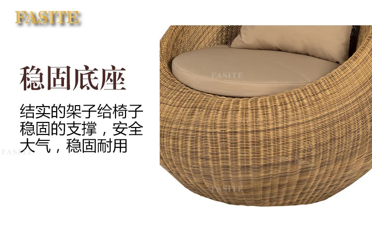 Outdoor rattan sofa combination rattan woven table and chair three piece set of leisure circular sofa furniture