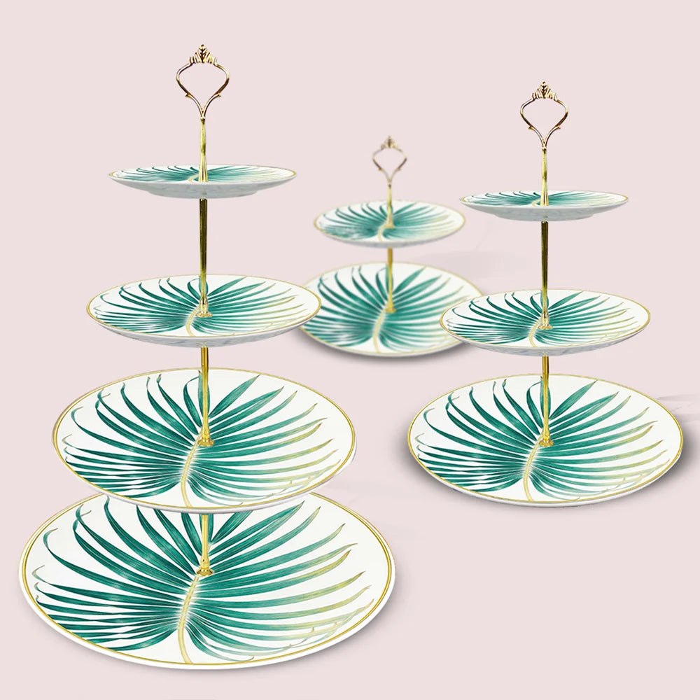 New Palm Leaf Nordic Style Tableware Hotel Household Bone Porcelain Plate Coffee Set Mug Disk Set Dinner Plates Ceramic Plate