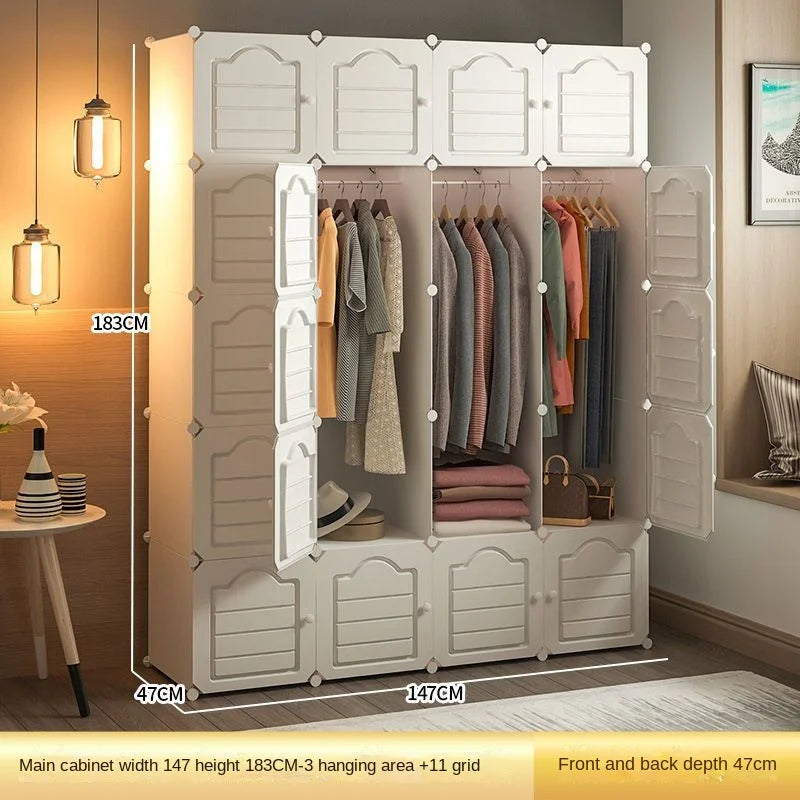 Household Bedroom Dustproof Clothes Cabinets Plastic Collapsible Durable Storage Rack Of Foldable Simplicity Wardrobe Furniture