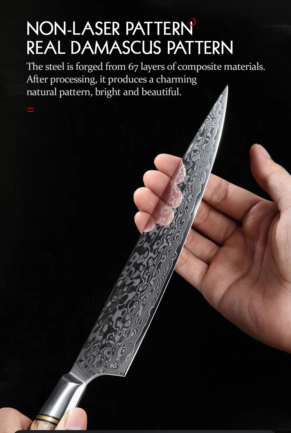 HEZHEN 7PC Knife Set Professional Damascus Steel Chef Santoku Bread Utility Paring Cook Knife For Meat Sharp Kitchen Knife