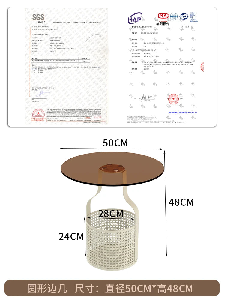Home online celebrity simple sofa, small round table, living room glass, small coffee table, small bedside table.