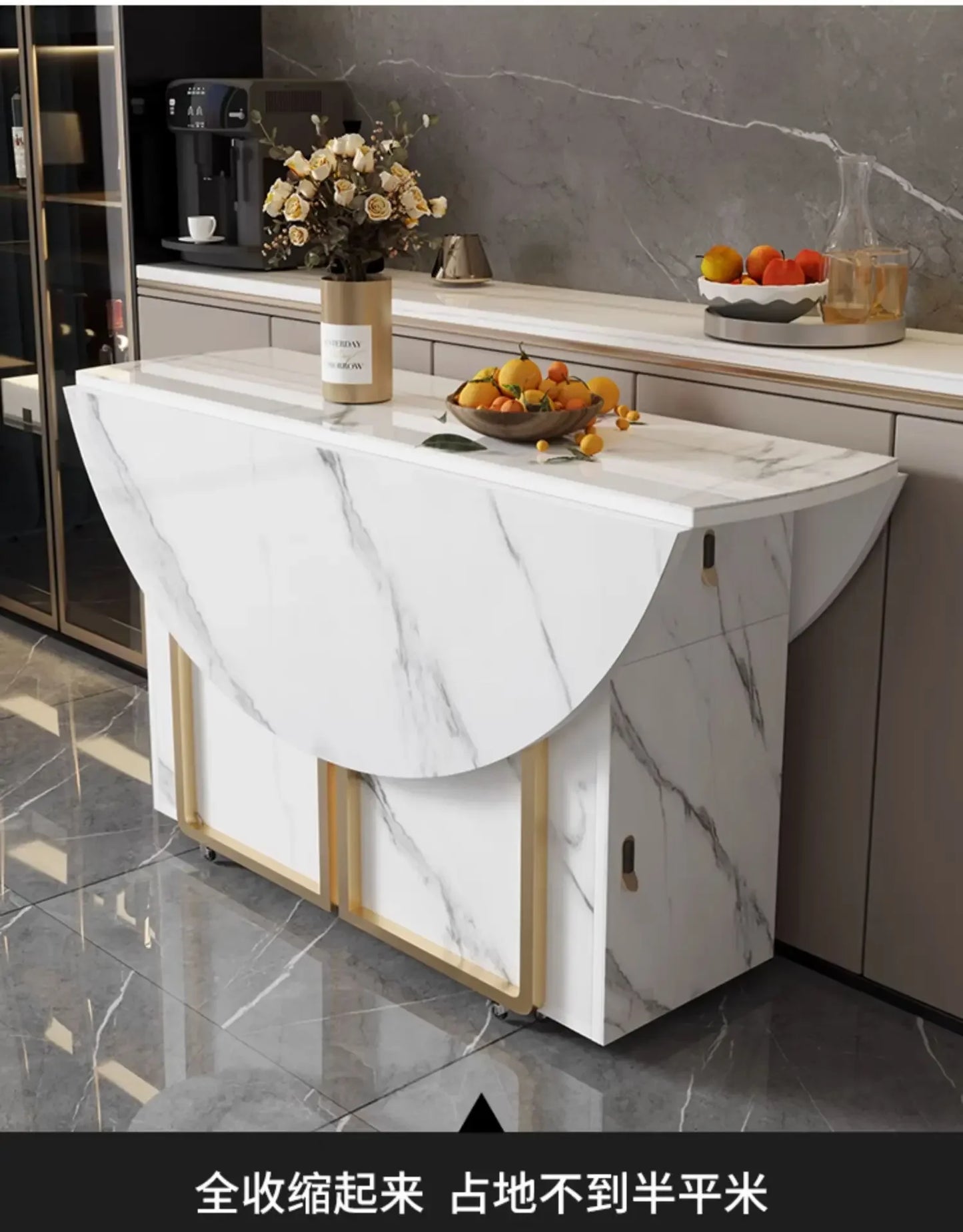 1.4 and 1.6 M Rectangular Folding Table Small Apartment Dining Table Multi-Functional Retractable Dining Table and Chair