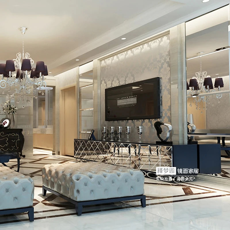 Creative fashion mirror TV cabinet Glass TV cabinet simple neo-classical post-modern mirror furniture
