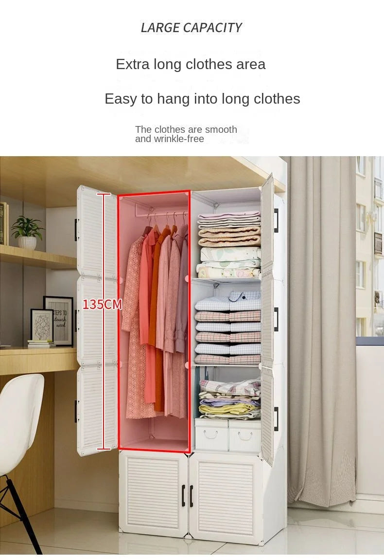 Simplicity Household Bedroom Dustproof Clothes Cabinets For Plastic Assemble Storage Rack Foldable Multilayer Wardrobe Furniture