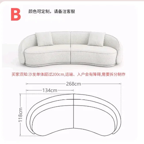 yj Sili Style Living Room Modern Light Luxury Italian Minimalist Shaped Curved Lambswool Fabric Sofa