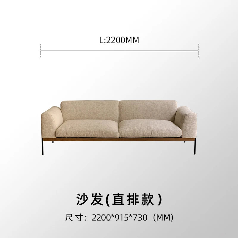 Fabric sofa living room modern simple Nordic chaise longue solid wood corner sofa combination