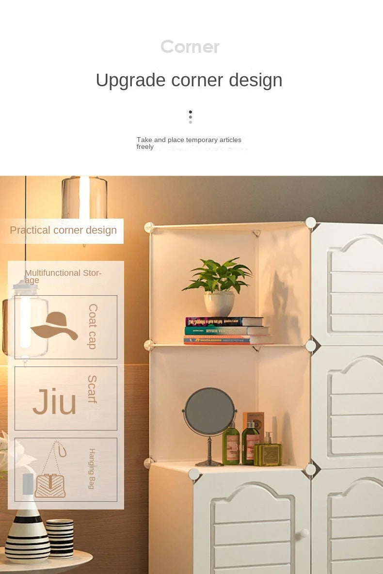 Household Bedroom Dustproof Clothes Cabinets Plastic Collapsible Durable Storage Rack Of Foldable Simplicity Wardrobe Furniture