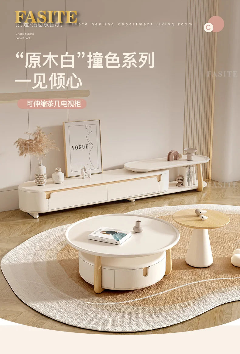 Cream style floor-to-ceiling modern simple living room home small apartment French coffee table combination