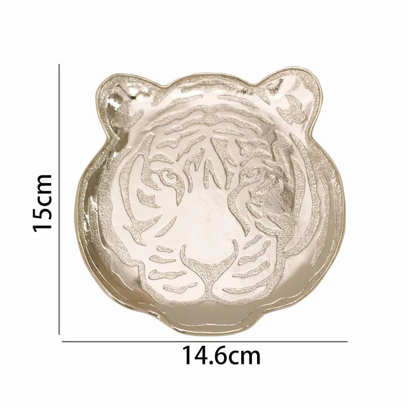 Nordic Metal Storage Tray Light Luxury Tiger Head Shape Jewelry Organizer Dresser Simplicity Aromatherapy Trays Home Decoration