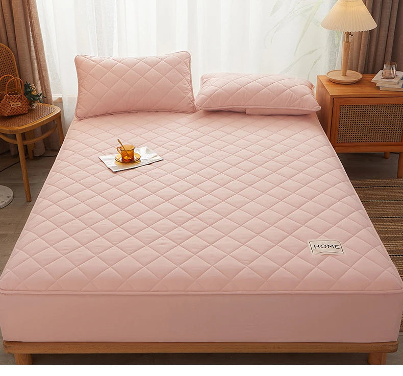 Cotton Thicken Quilted Mattress Cover Anti-bacterial Mattress Protector Topper Pad Soft Fitted Sheet Not Including Pillowcase