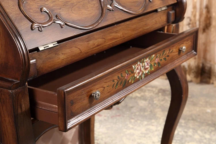 European American Style Makeup Table Solid Wood Dressing Table Classical Secretarial Cabinet Desk Side Table