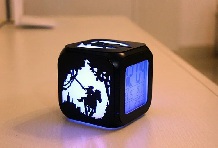 Wood Creative 3D Stereo Little Alarm Clock Led Small Night Lamp Electronic Clock Antair Nightstand Bedroom Student Clock Digital