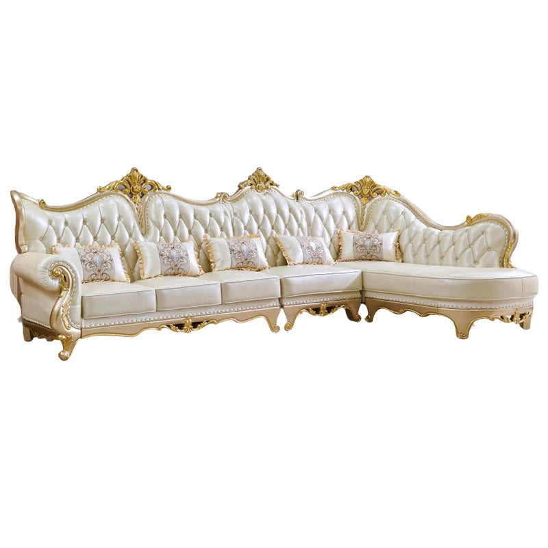 Luxury Home Furniture Living Room Sofa Classic Antique Royal Style L Shape Couch Sets