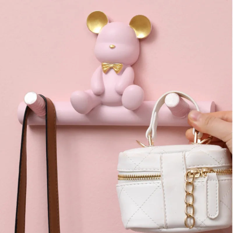 Cartoon Bear Hook Porch Key Hook Clothes Rack Wall Coat Keychain Bathroom Accessories Holder Hook Hat Clothes Display Stands