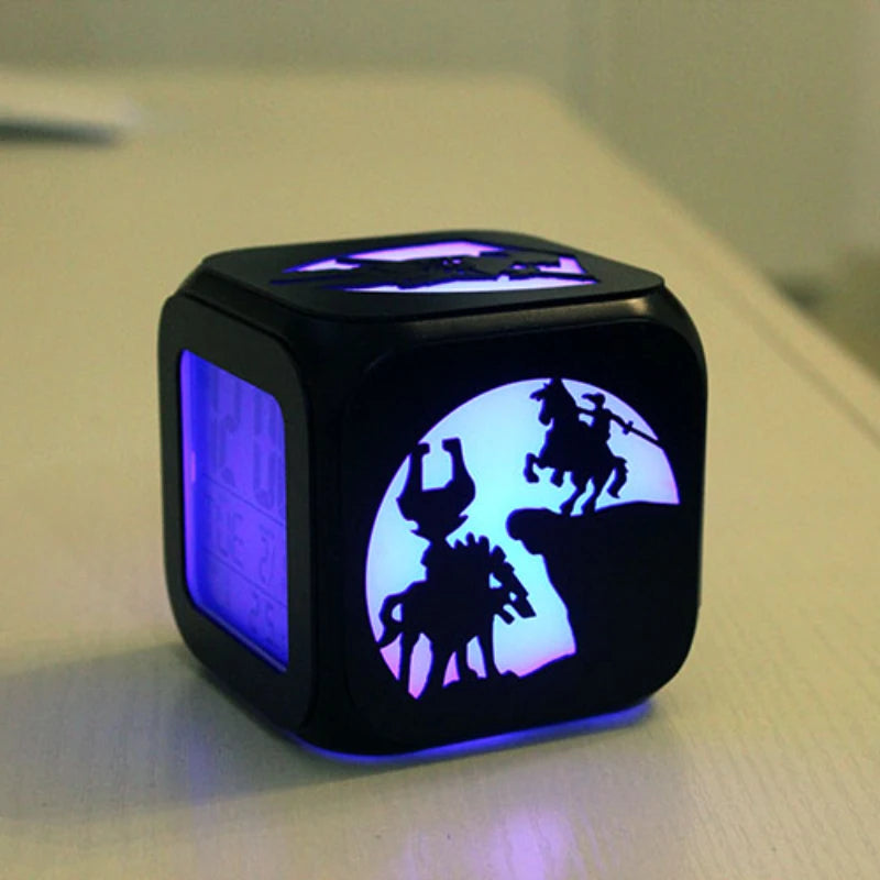 Wood Creative 3D Stereo Little Alarm Clock Led Small Night Lamp Electronic Clock Antair Nightstand Bedroom Student Clock Digital